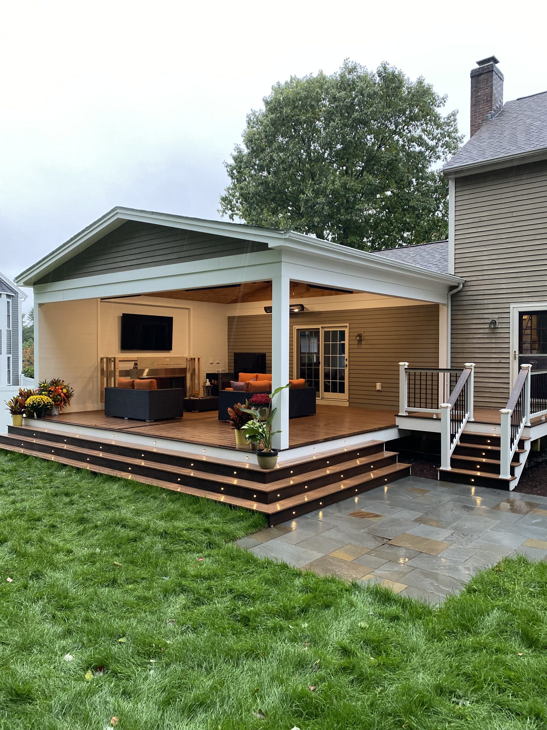 Ground level deck with patio attached