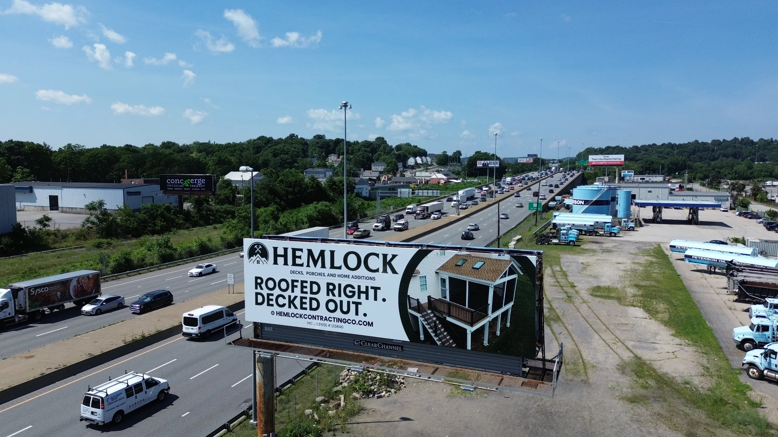 Hemlock contracting billboard roofed right decked out large traffic view copy