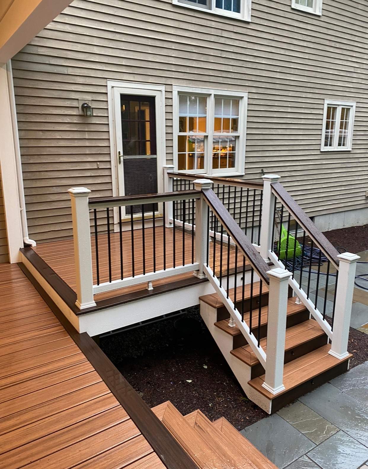 Residential composite deck with railing in worcester ma